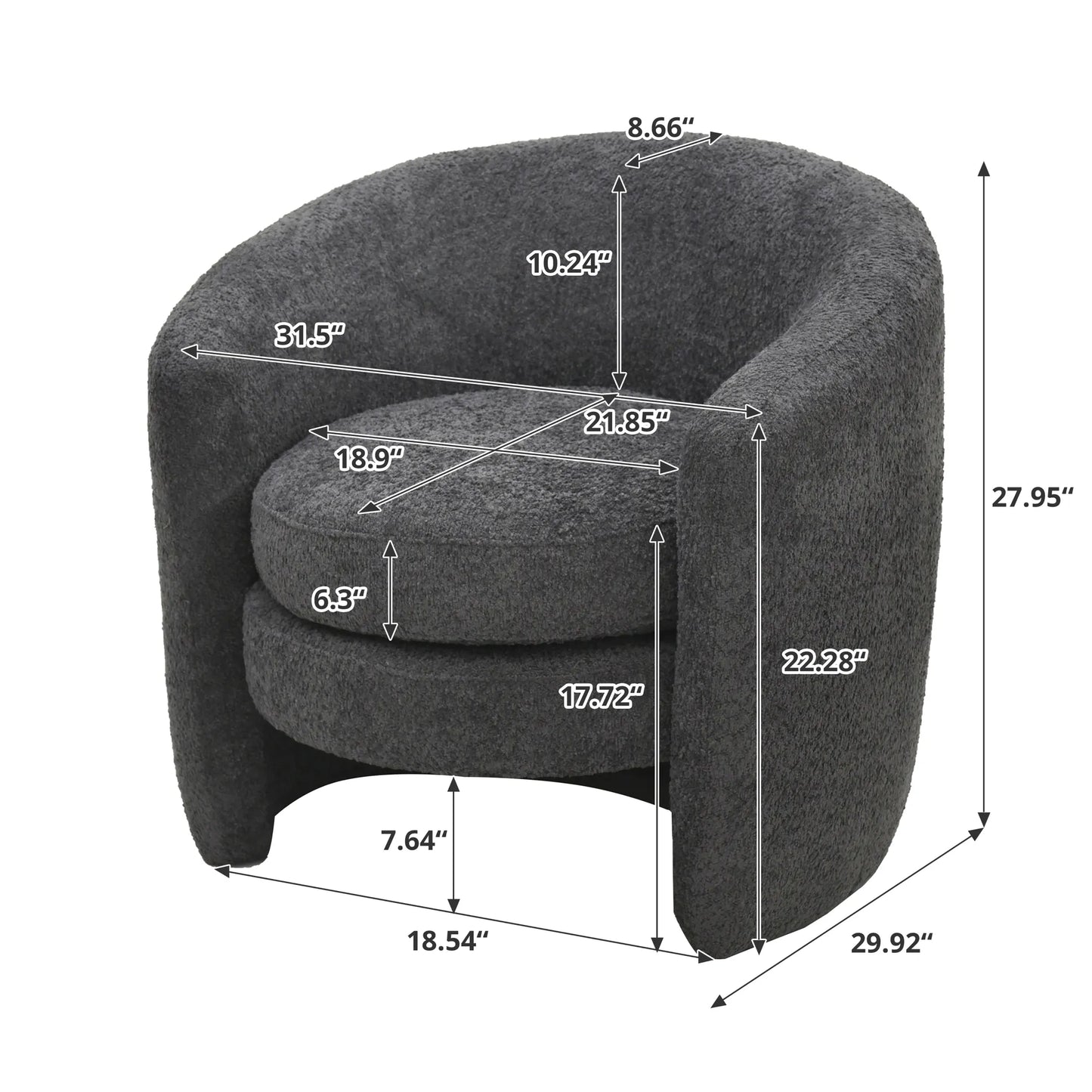 Modern Cozy Fabric Curved Back Accent Chair