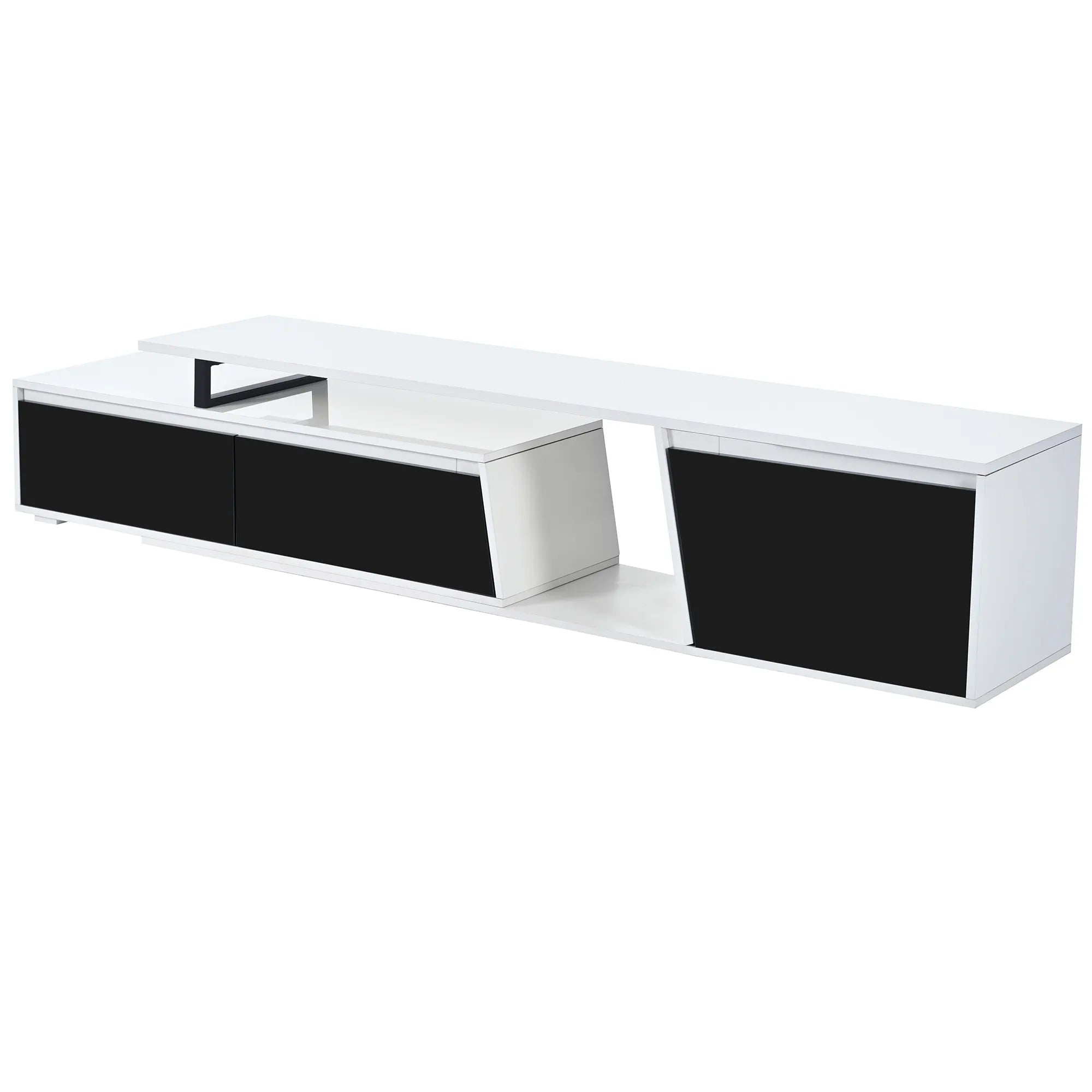 Modern Extendable TV Stand with Drawers and Cabinet