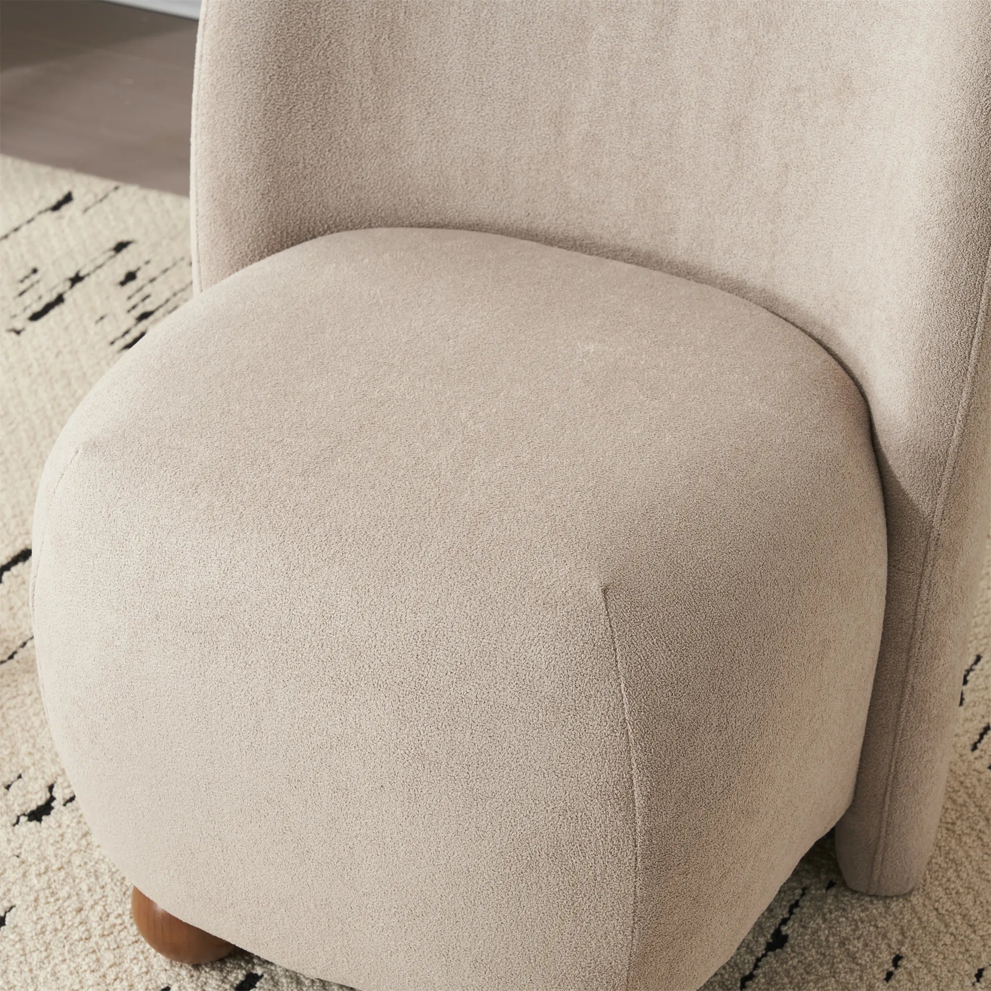 Modern Fabric Low Back Armless Accent Chair with Round Pine Wood Feet