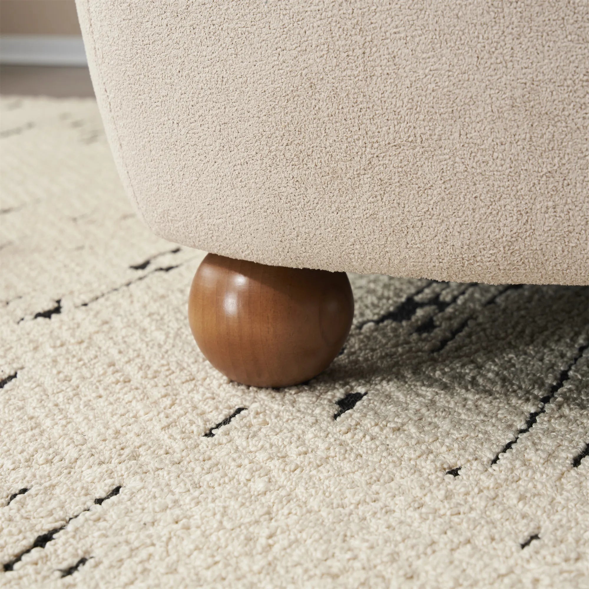 Modern Fabric Low Back Armless Accent Chair with Round Pine Wood Feet