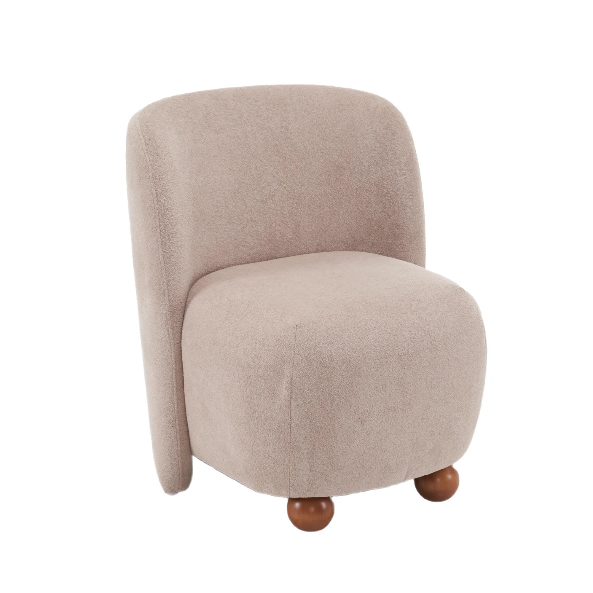 Modern Fabric Low Back Armless Accent Chair with Round Pine Wood Feet