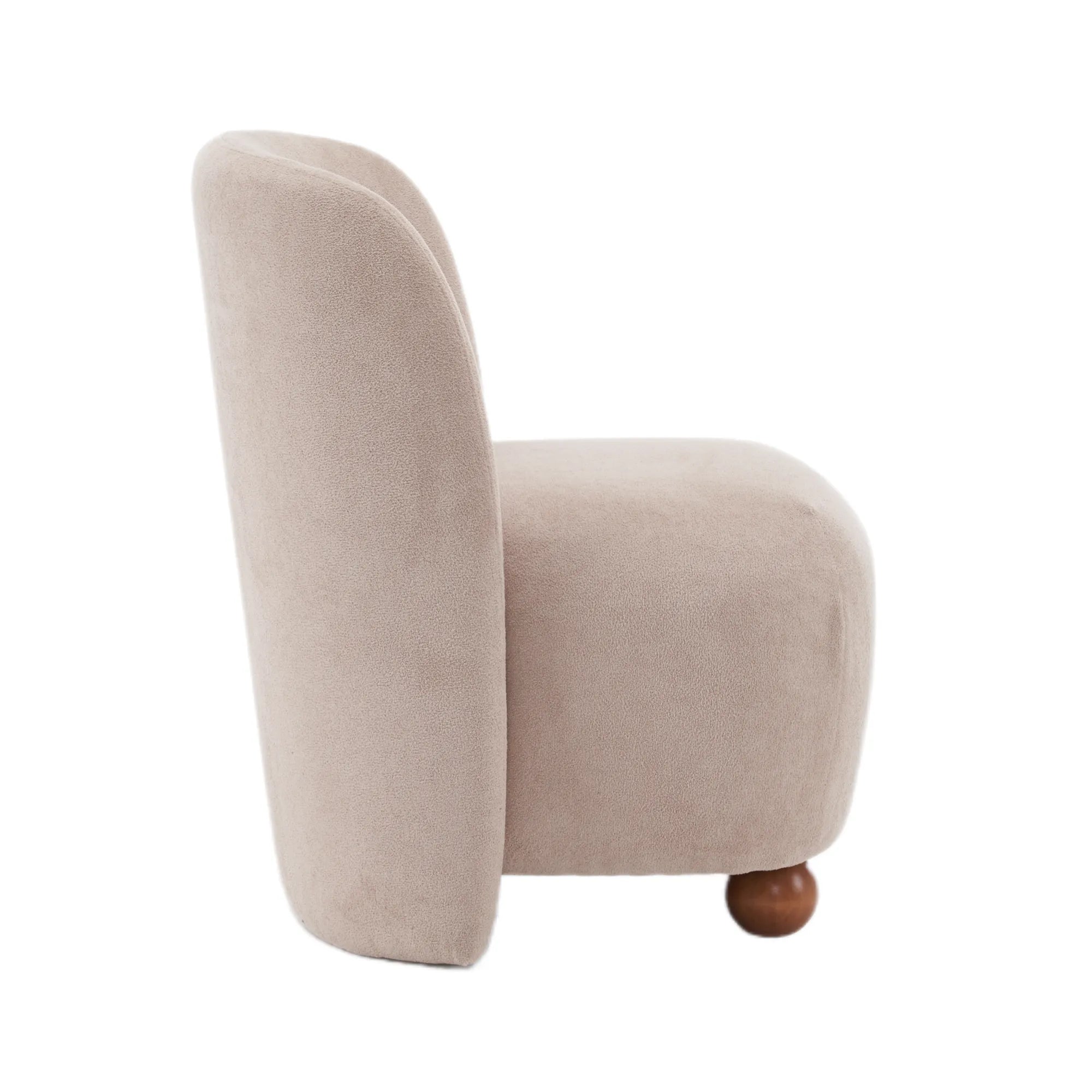 Modern Fabric Low Back Armless Accent Chair with Round Pine Wood Feet