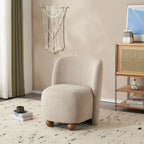 Modern Fabric Low Back Armless Accent Chair with Round Pine Wood Feet