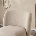 Modern Fabric Low Back Armless Accent Chair with Round Pine Wood Feet