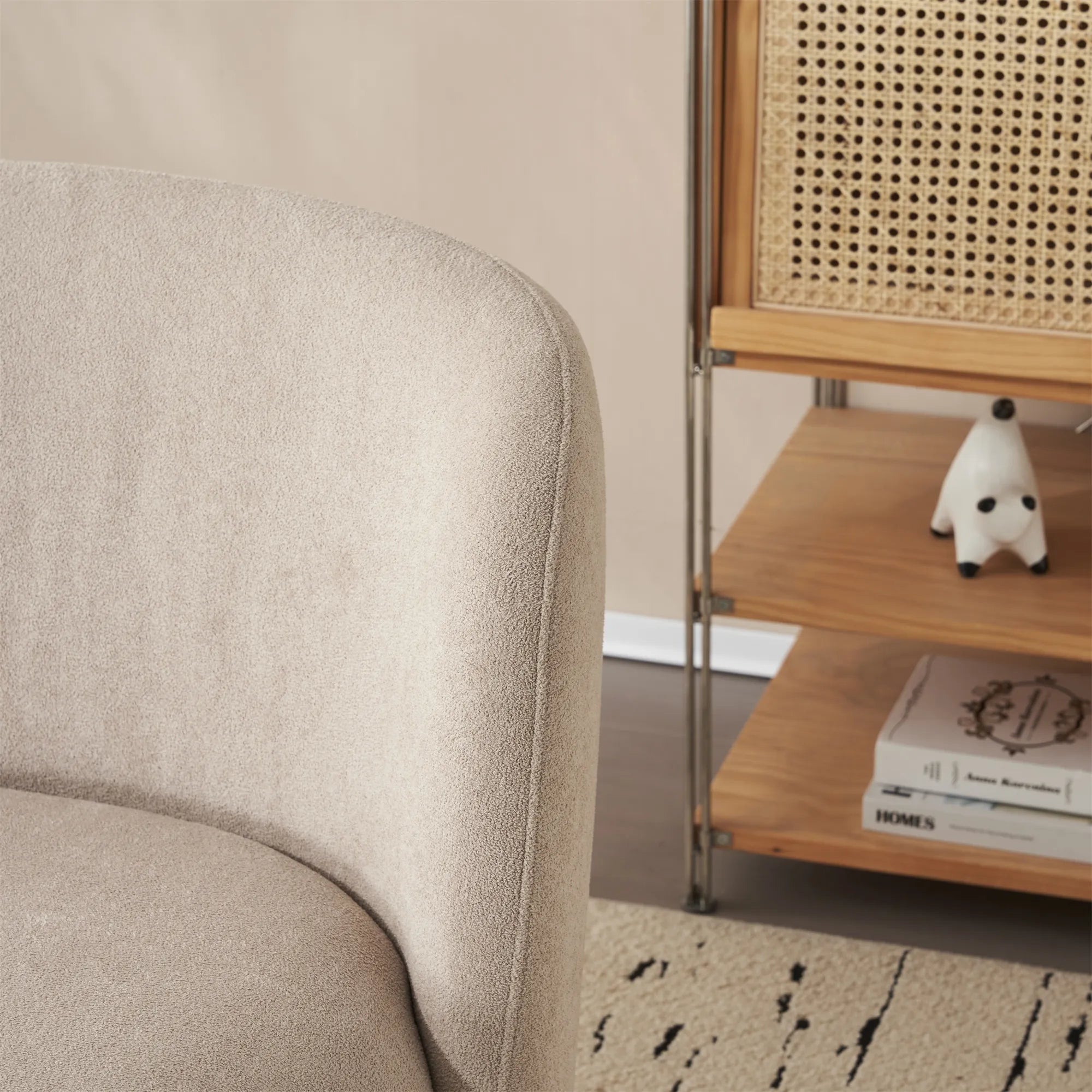 Modern Fabric Low Back Armless Accent Chair with Round Pine Wood Feet