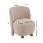 Modern Fabric Low Back Armless Accent Chair with Round Pine Wood Feet