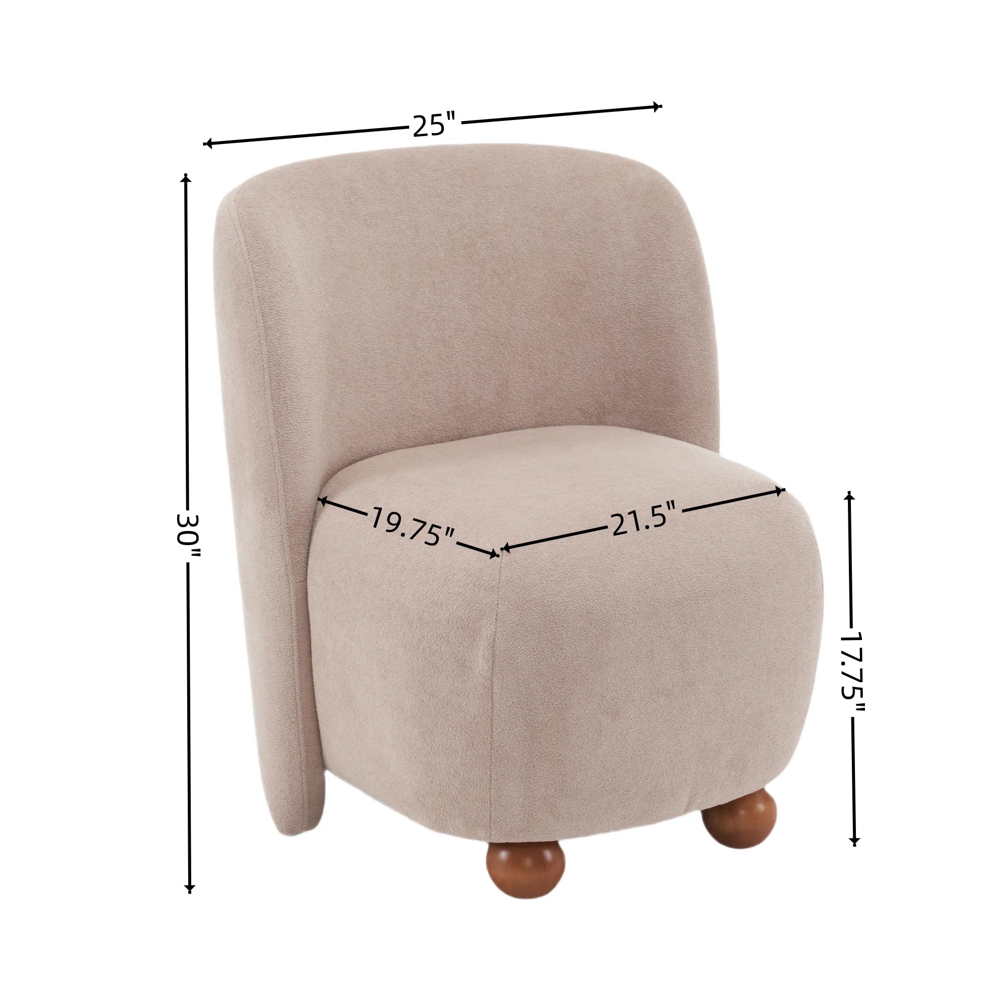 Modern Fabric Low Back Armless Accent Chair with Round Pine Wood Feet