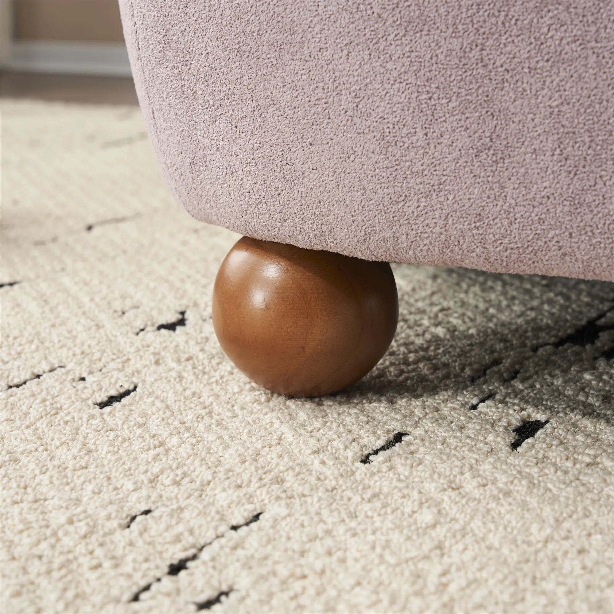 Modern Fabric Low Back Armless Accent Chair with Round Pine Wood Feet