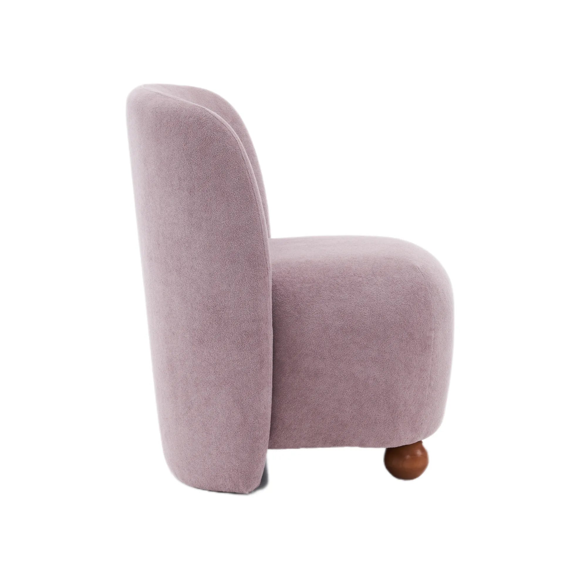 Modern Fabric Low Back Armless Accent Chair with Round Pine Wood Feet