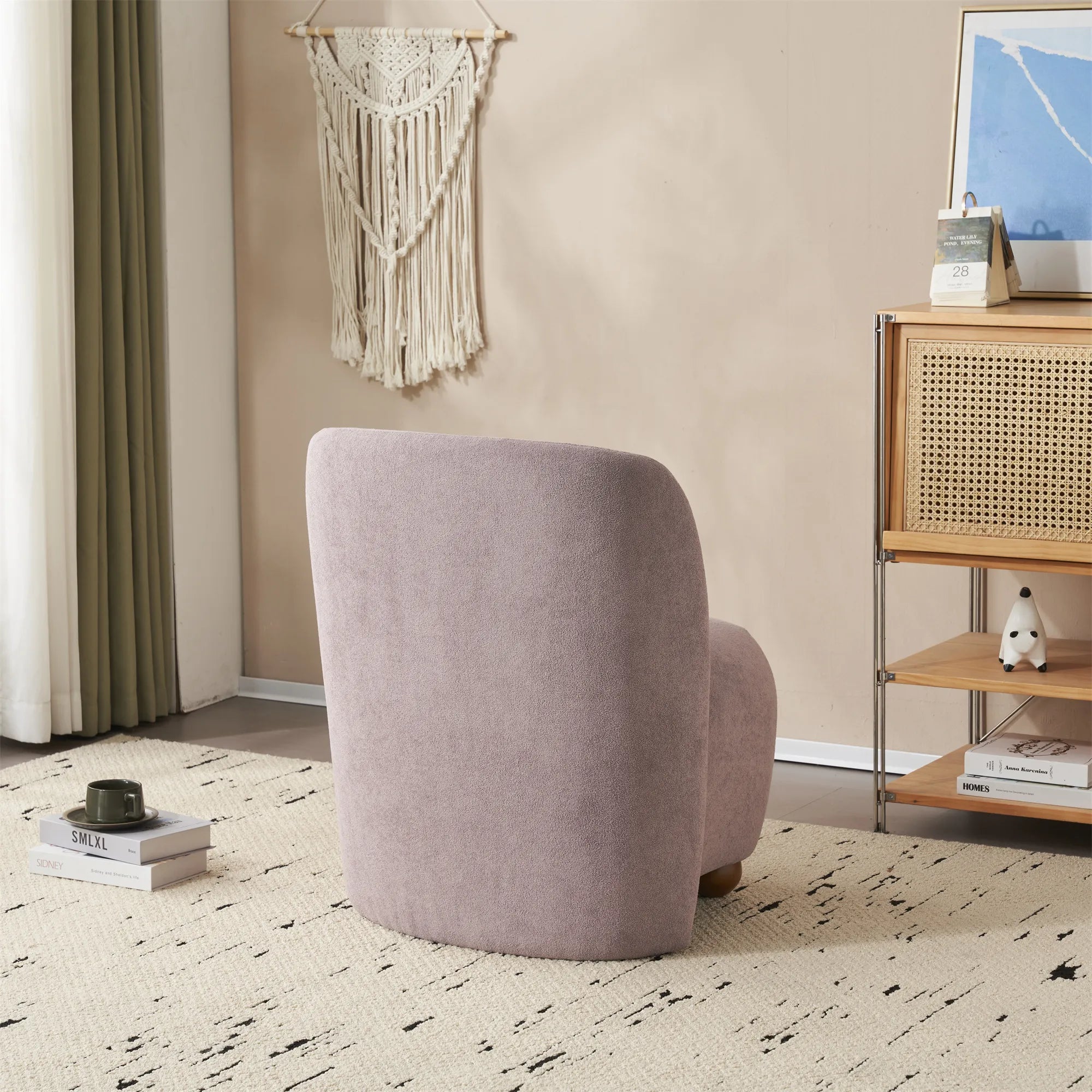 Modern Fabric Low Back Armless Accent Chair with Round Pine Wood Feet