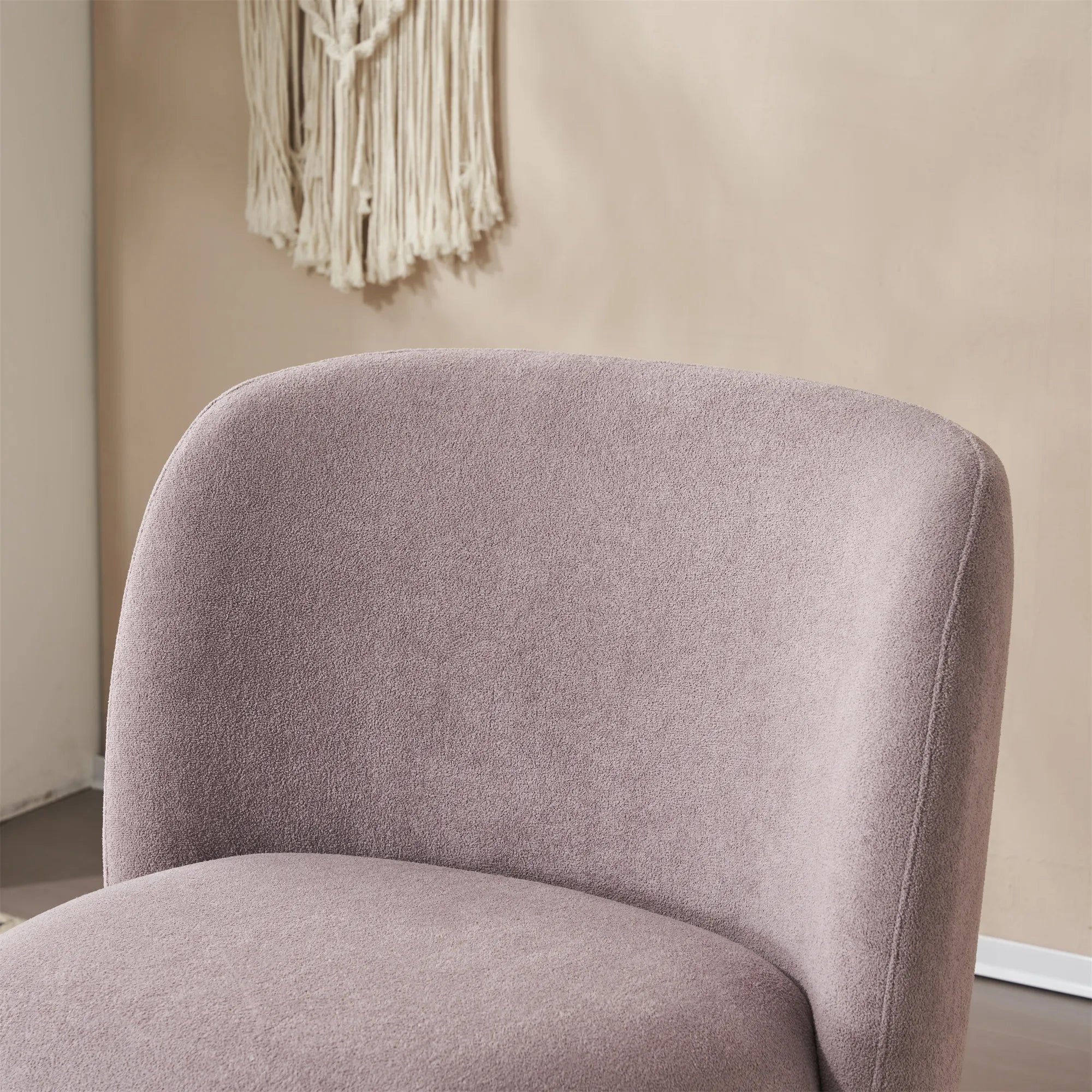 Modern Fabric Low Back Armless Accent Chair with Round Pine Wood Feet