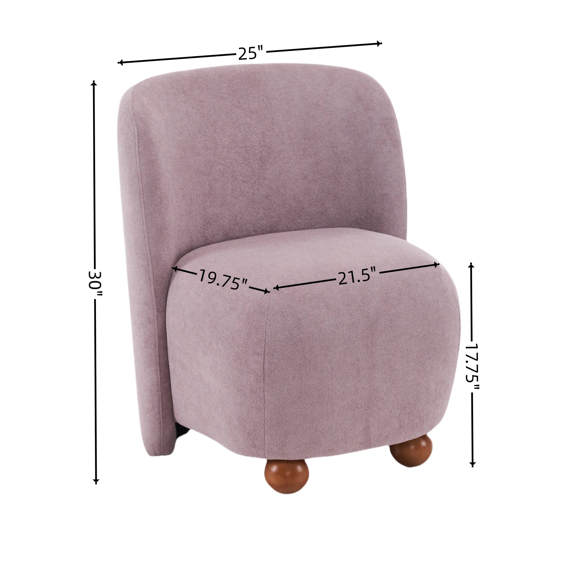 Modern Fabric Low Back Armless Accent Chair with Round Pine Wood Feet
