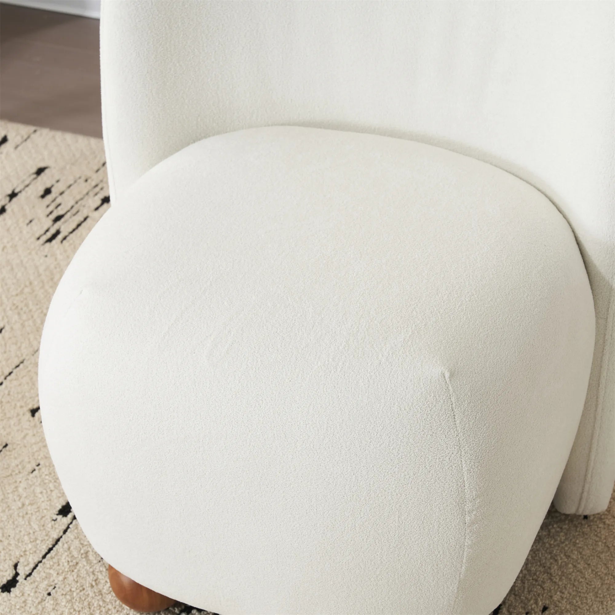 Modern Fabric Low Back Armless Accent Chair with Round Pine Wood Feet
