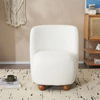 Modern Fabric Low Back Armless Accent Chair with Round Pine Wood Feet