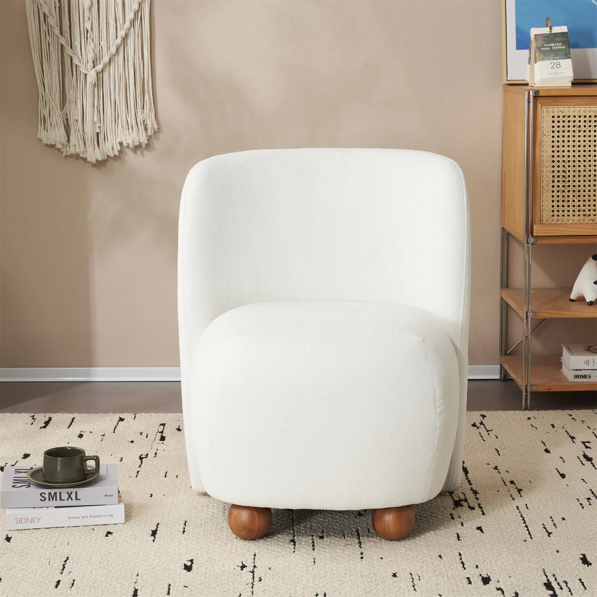 Modern Fabric Low Back Armless Accent Chair with Round Pine Wood Feet