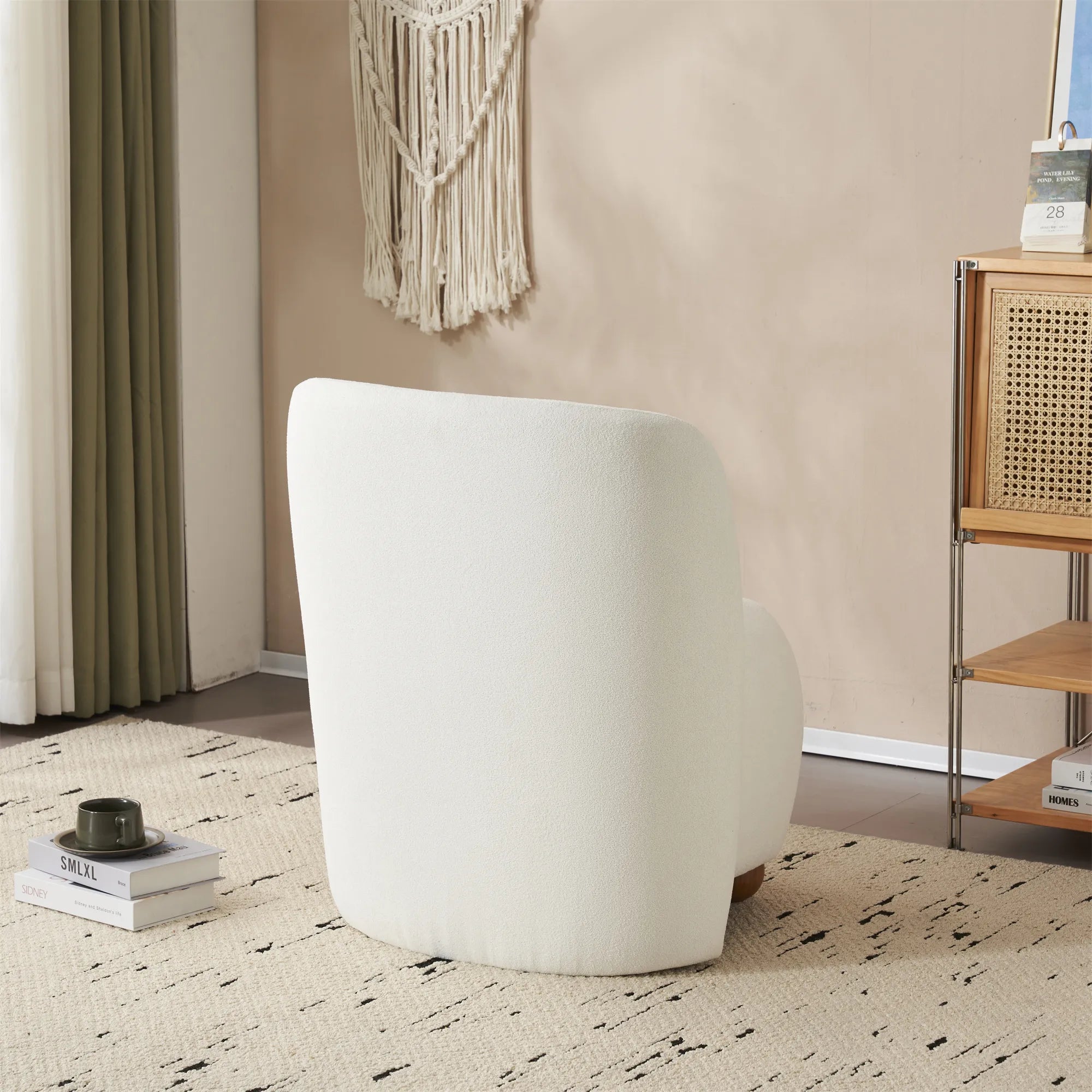 Modern Fabric Low Back Armless Accent Chair with Round Pine Wood Feet