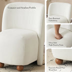 Modern Fabric Low Back Armless Accent Chair with Round Pine Wood Feet