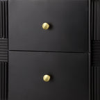 Modern Fluted 2-Drawer Nightstand with Gold Metal Legs