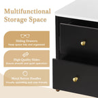 Modern Fluted 2-Drawer Nightstand with Gold Metal Legs