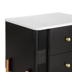 Modern Fluted 2-Drawer Nightstand with Gold Metal Legs