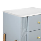 Modern Fluted 2-Drawer Nightstand with Gold Metal Legs