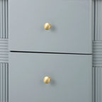 Modern Fluted 2-Drawer Nightstand with Gold Metal Legs