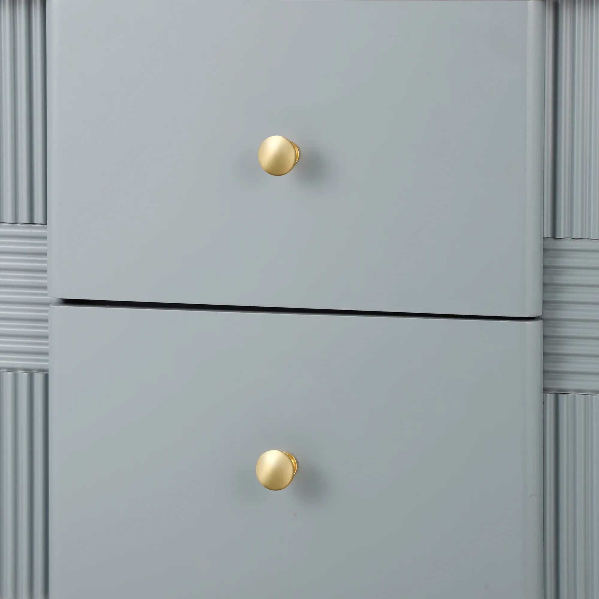 Modern Fluted 2-Drawer Nightstand with Gold Metal Legs