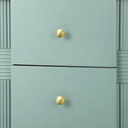 Modern Fluted 2-Drawer Nightstand with Gold Metal Legs