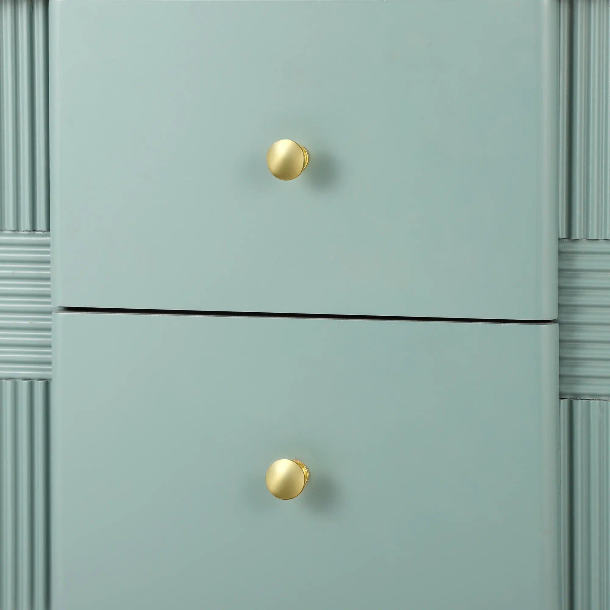 Modern Fluted 2-Drawer Nightstand with Gold Metal Legs