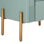 Modern Fluted 2-Drawer Nightstand with Gold Metal Legs