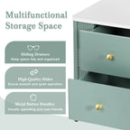 Modern Fluted 2-Drawer Nightstand with Gold Metal Legs