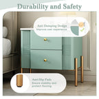 Modern Fluted 2-Drawer Nightstand with Gold Metal Legs