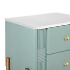 Modern Fluted 2-Drawer Nightstand with Gold Metal Legs