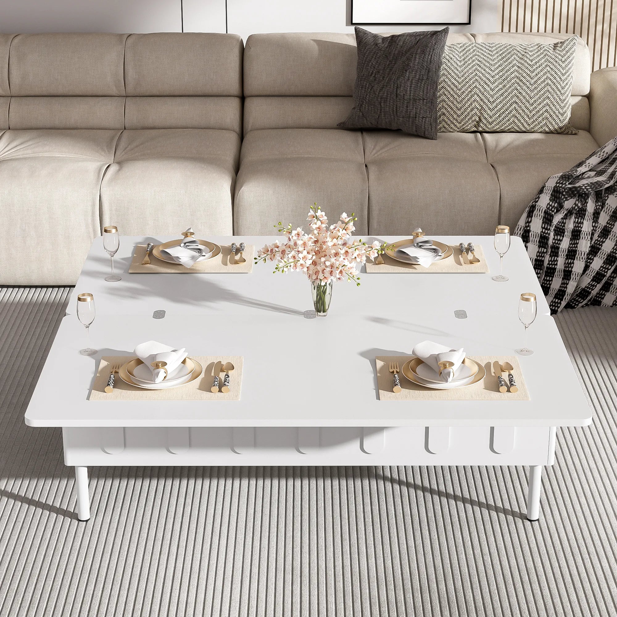 Modern Lift-Top Coffee Table, with Foldable Top