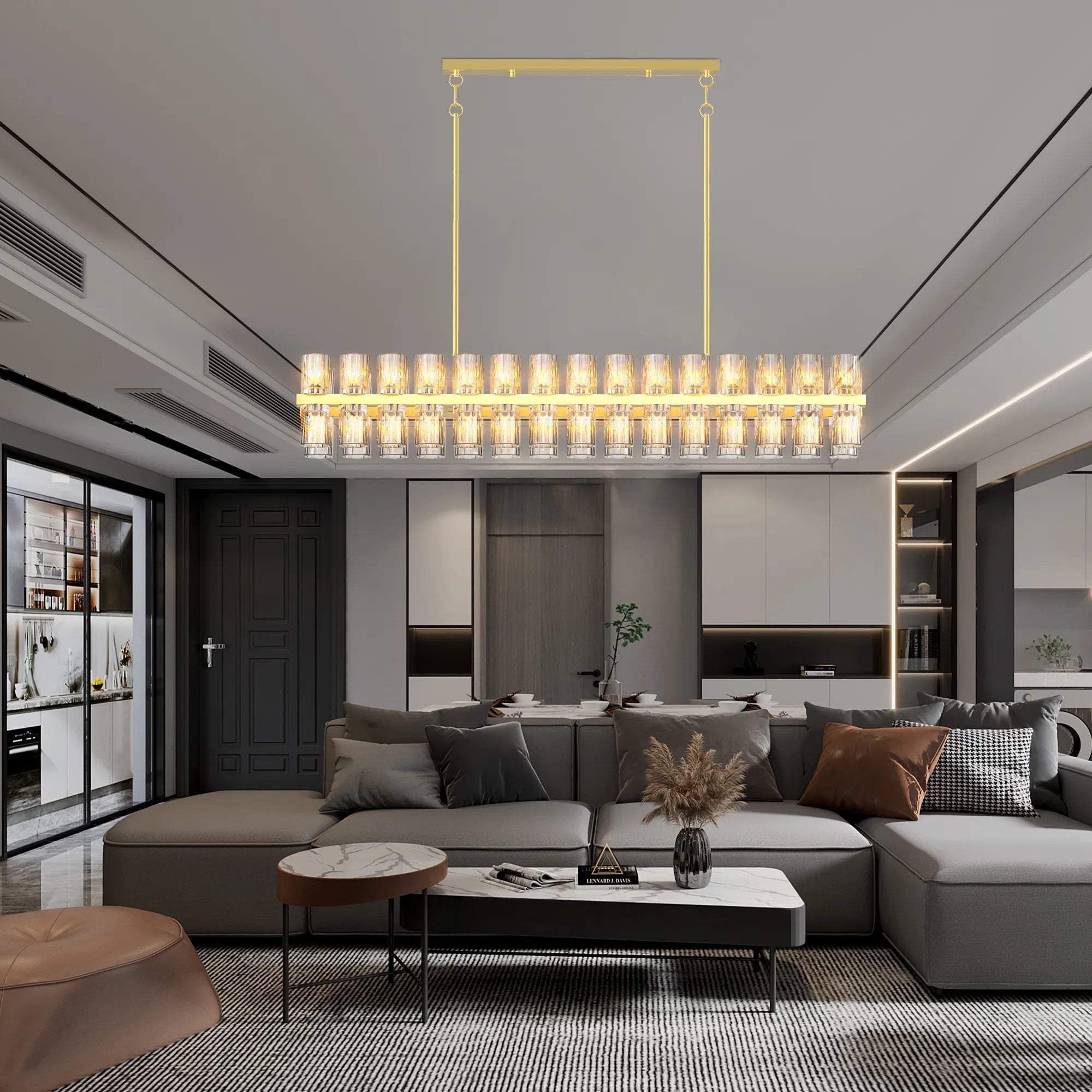 Modern Luxury Rectangular Crystal Chandelier