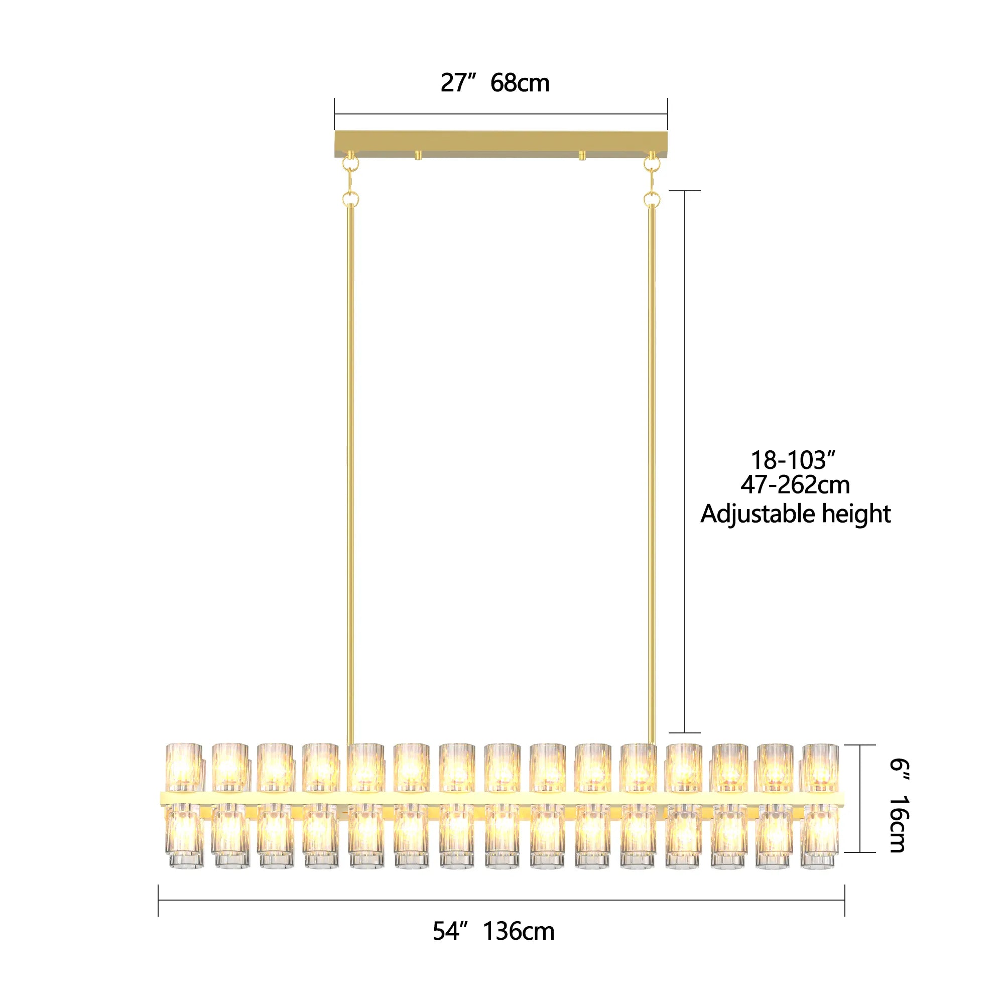 Modern Luxury Rectangular Crystal Chandelier