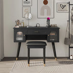 Modern Makeup Vanity Set with Stool & Storage