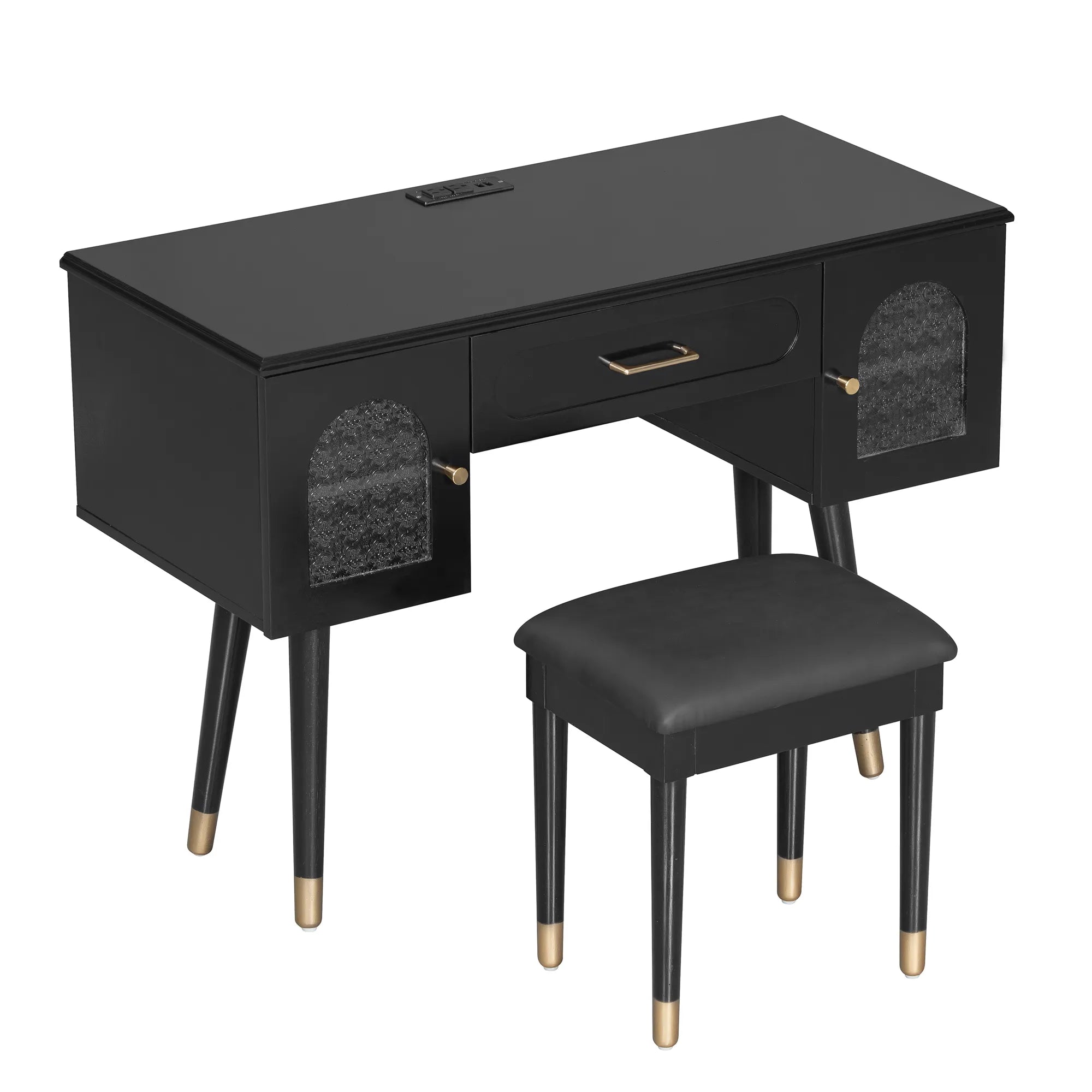 Modern Makeup Vanity Set with Stool & Storage