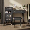 Modern Makeup Vanity with Drawers, Cabinet & Stool