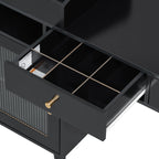 Modern Makeup Vanity with Drawers, Cabinet & Stool
