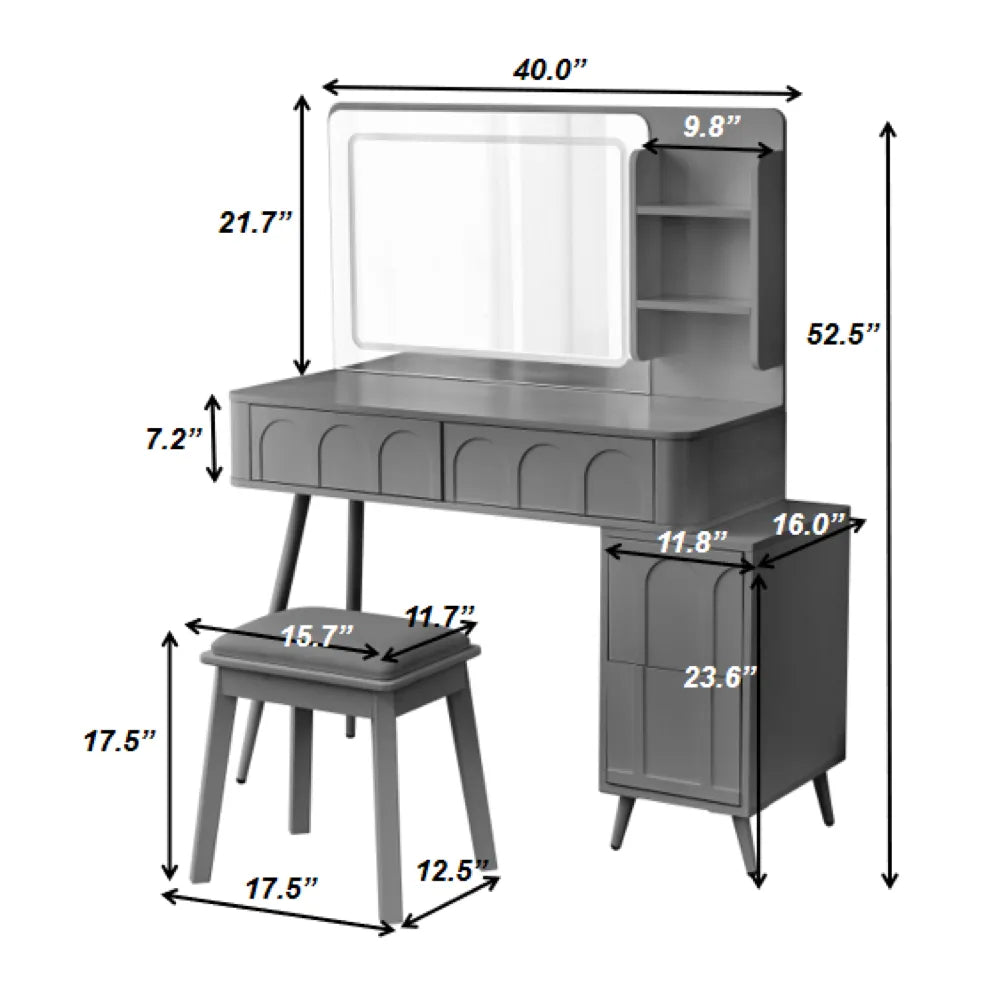 Modern Makeup Vanity with LED Mirror