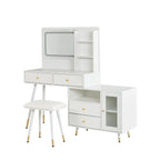 Modern Makeup Vanity with LED Mirror & Storage Cabinet