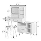 Modern Makeup Vanity with LED Mirror & Storage Cabinet