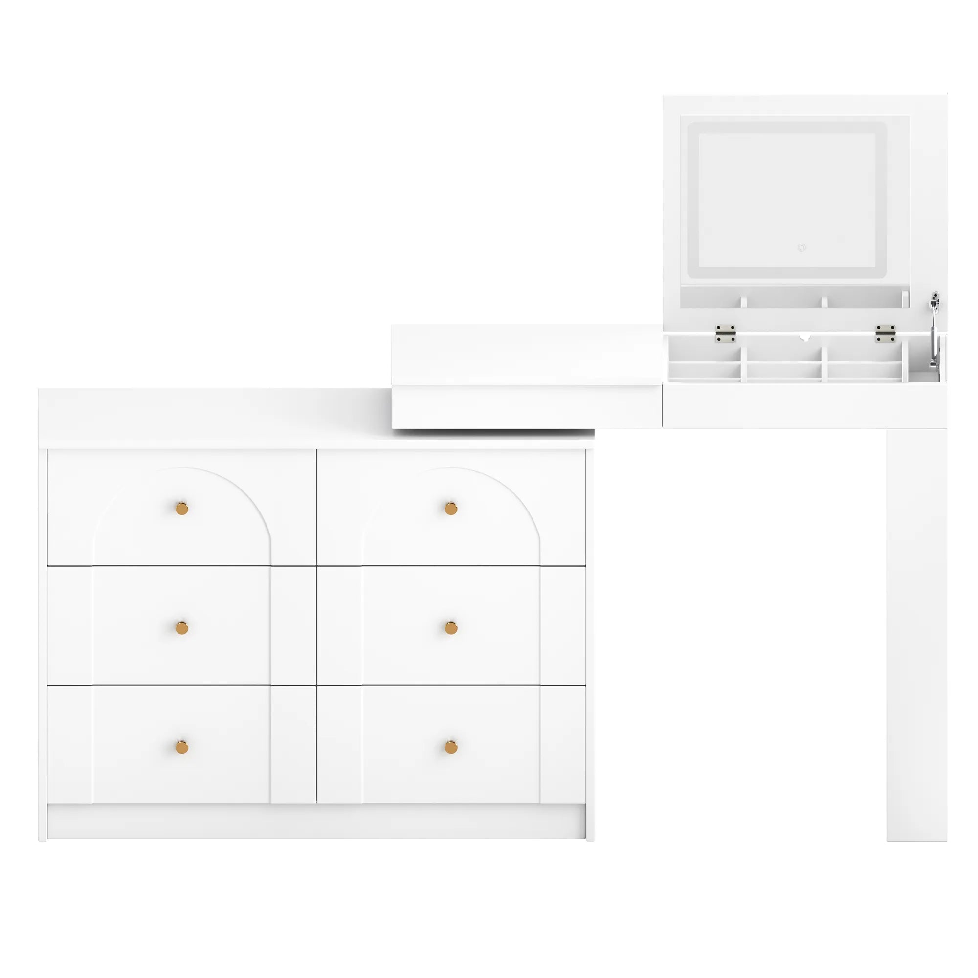 Modern Makeup Vanity, with Mirror, Lights & Large Storage
