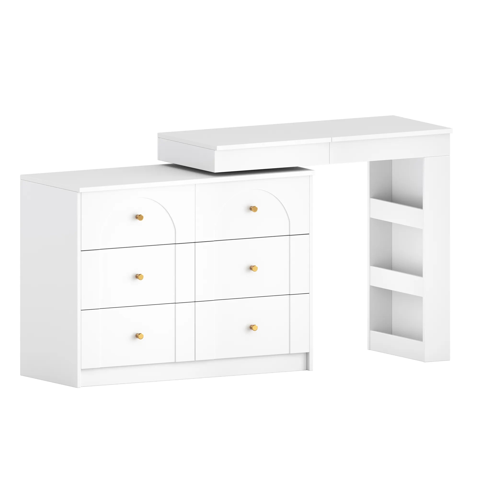 Modern Makeup Vanity, with Mirror, Lights & Large Storage