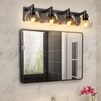 Modern Matte Black Bathroom Vanity Light with Clear Glass Shades