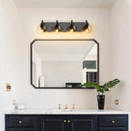 Modern Matte Black Bathroom Vanity Light with Clear Glass Shades