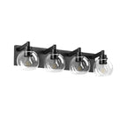 Modern Matte Black Bathroom Vanity Light with Clear Glass Shades