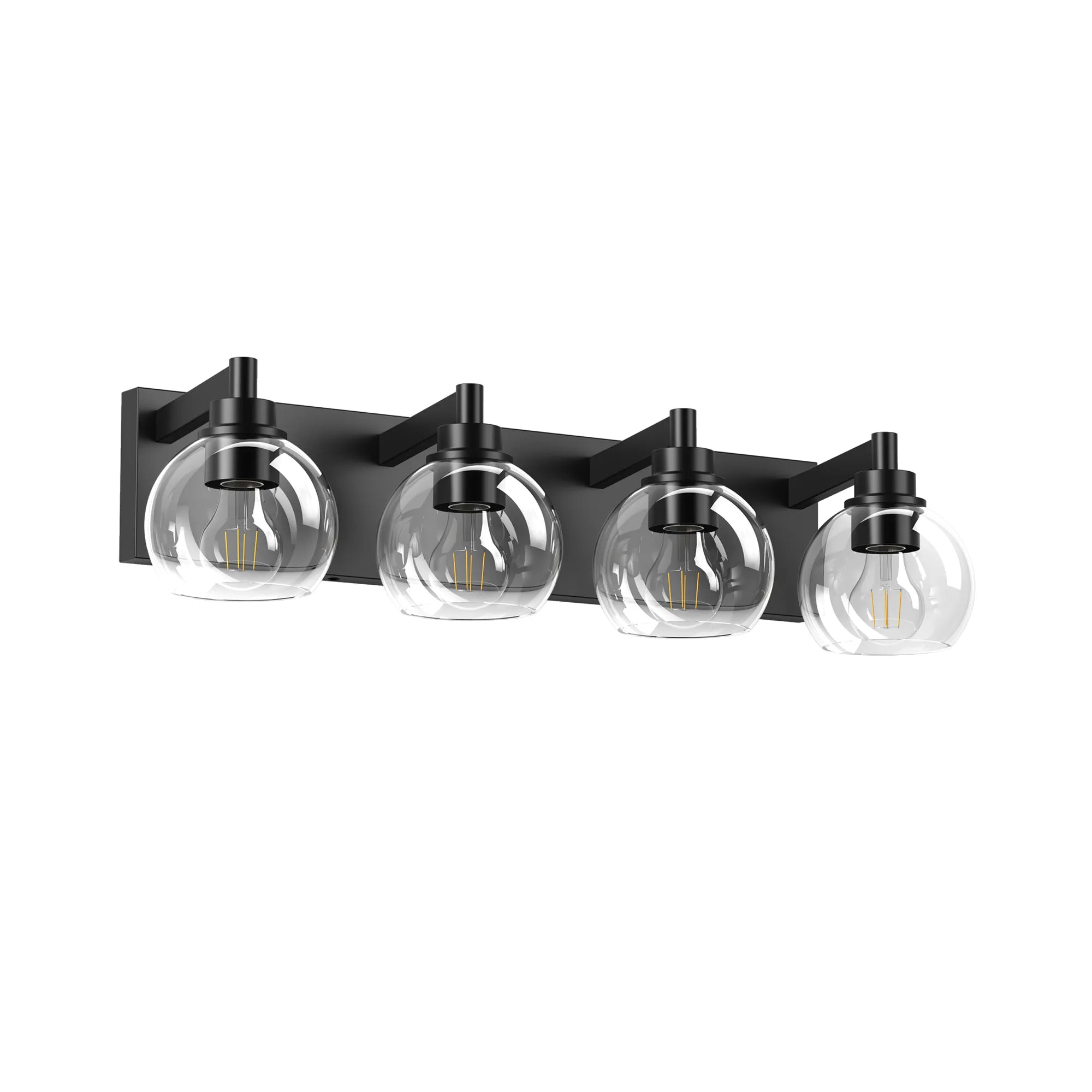 Modern Matte Black Bathroom Vanity Light with Clear Glass Shades