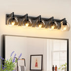 Modern Matte Black Bathroom Vanity Light with Clear Glass Shades